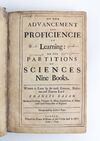 OF THE ADVANCEMENT AND PROFICIENCIE OF LEARNING: OR THE PARTITIONS OF SCIENCES