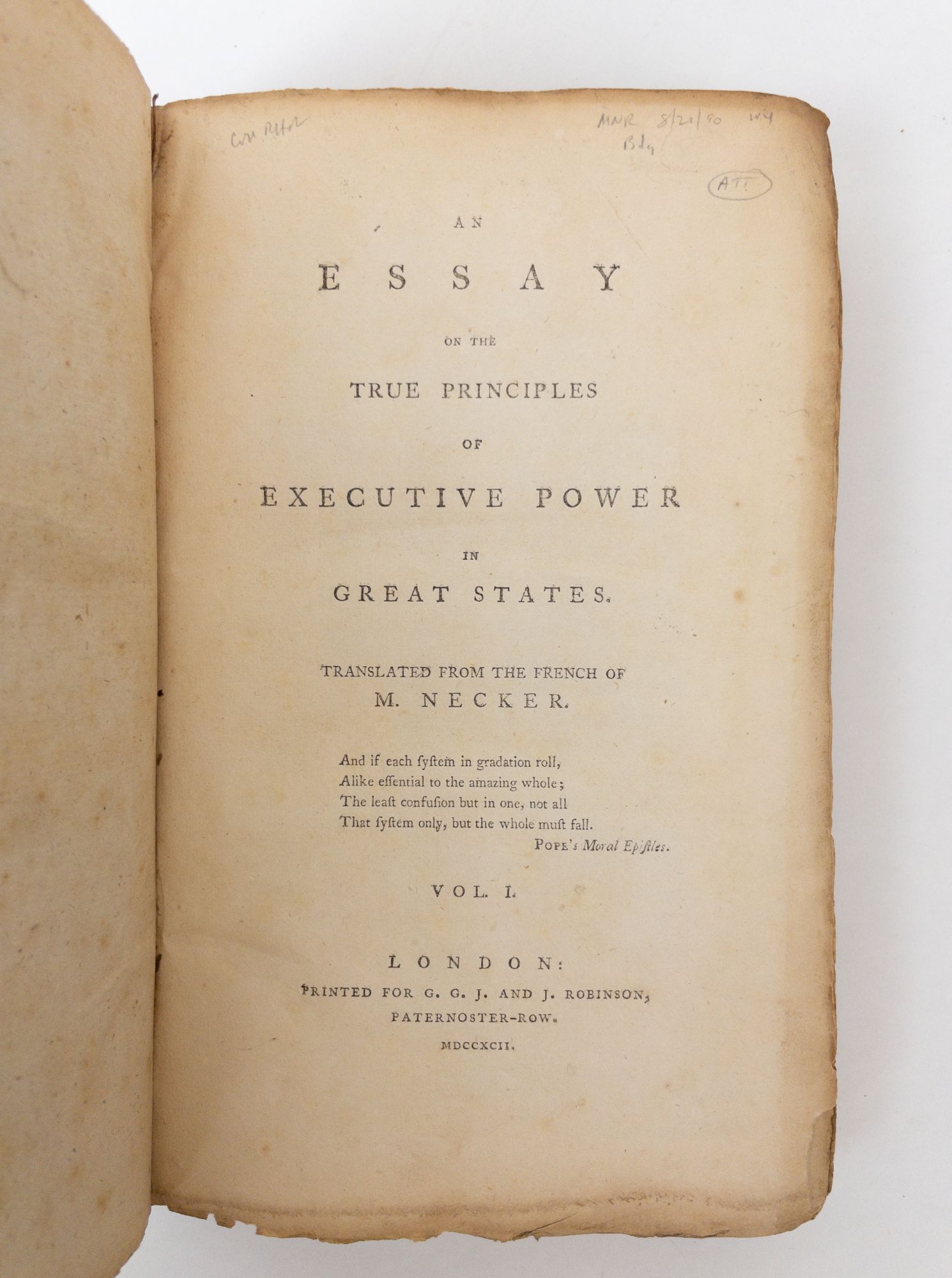 Product Image for AN ESSAY ON THE TRUE PRINCIPLES OF EXECUTIVE POWER IN GREAT STATES [Two Volumes]