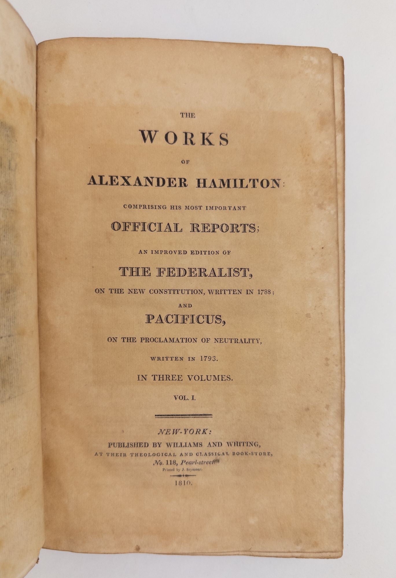 Product Image for THE WORKS OF ALEXANDER HAMILTON [VOLUME ONE ONLY]