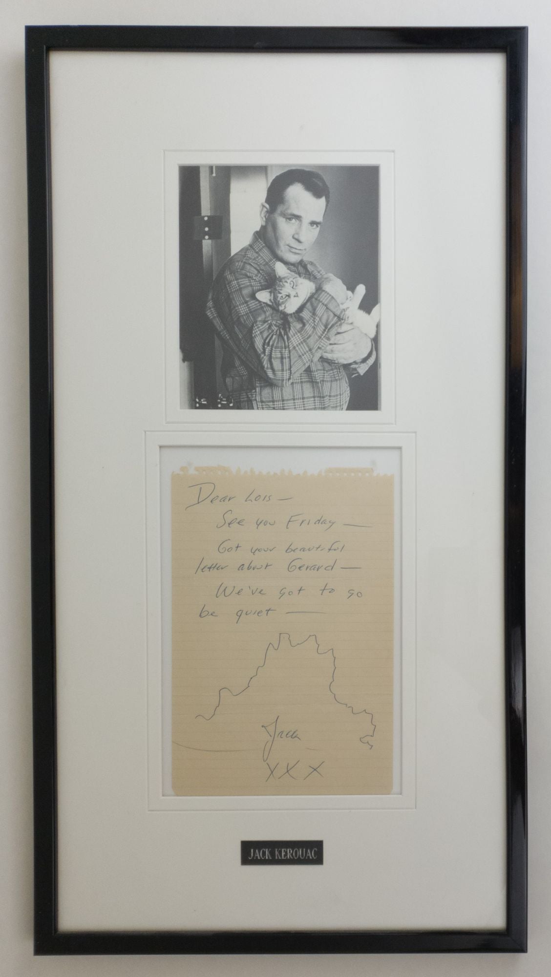 Product Image for FRAMED AUTOGRAPH NOTE SIGNED FROM JACK KEROUAC TO LOIS BECKWITH