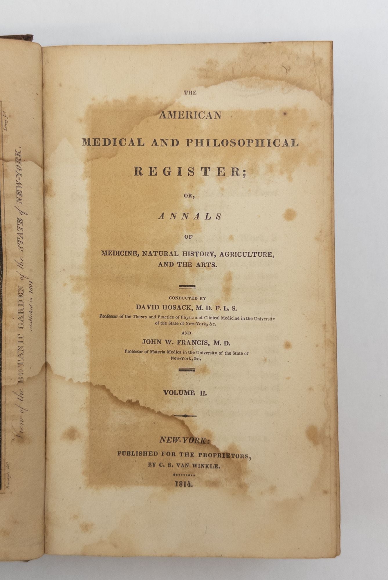 Product Image for THE AMERICAN MEDICAL AND PHYSICAL REGISTER; OR, ANNALS OF MEDICINE, NATURAL HISTORY, AGRICULTURE, AND THE ARTS [Volumes Two and Three, Only]