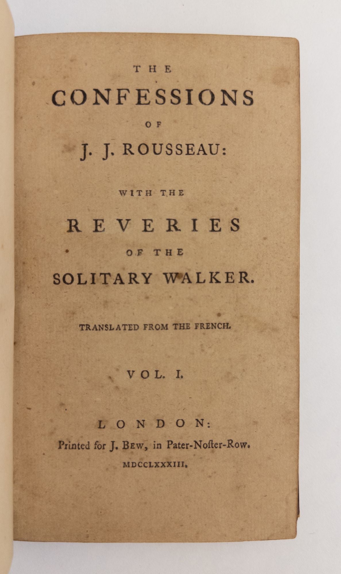 Product Image for The Confessions of J. J. Rousseau: With The Reveries of a Solitary Walker [Two volumes]
