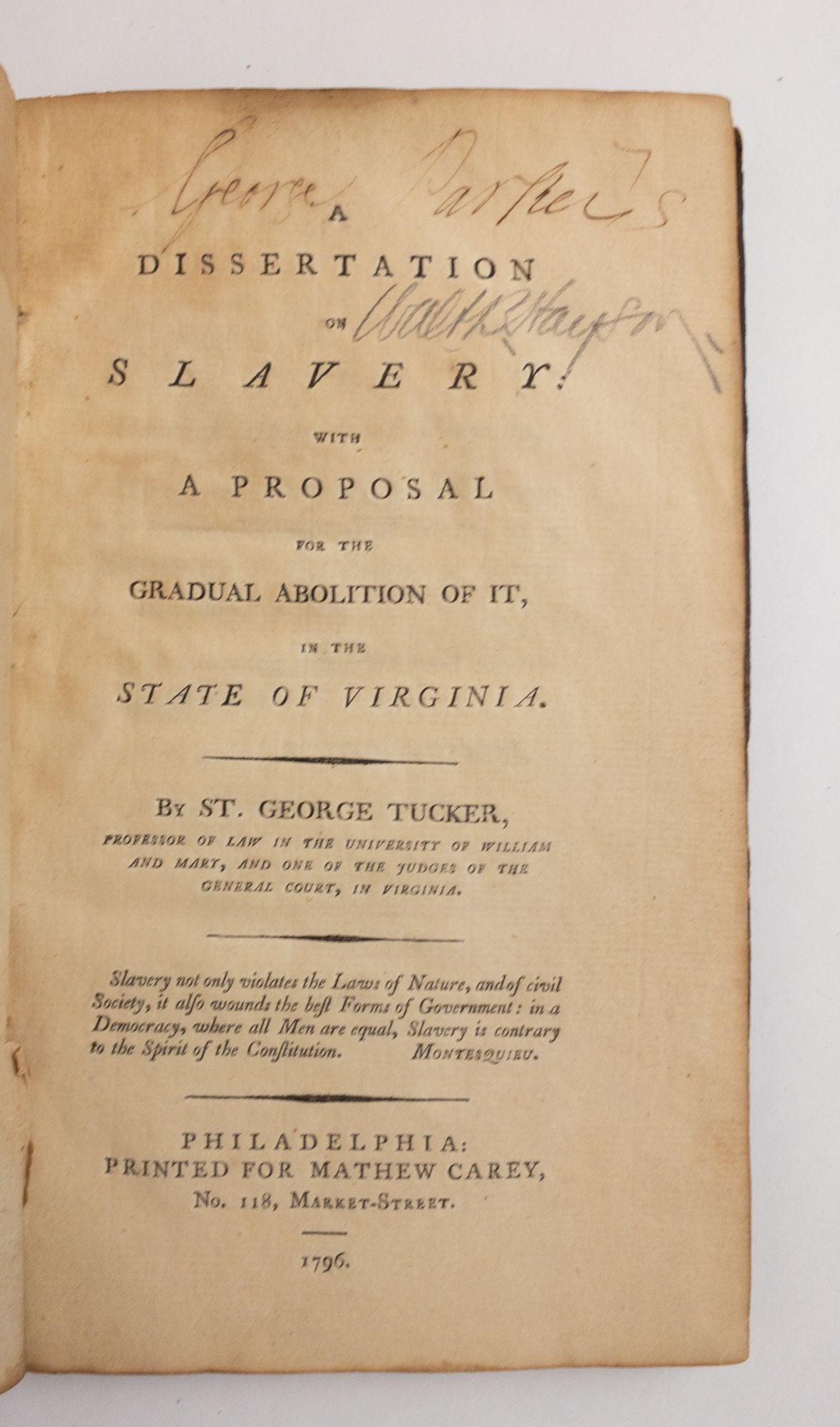 Product Image for A Dissertation on Slavery with A Proposal for the Gradual Abolition of It, in the State of Virginia [George Upshur's Copy]