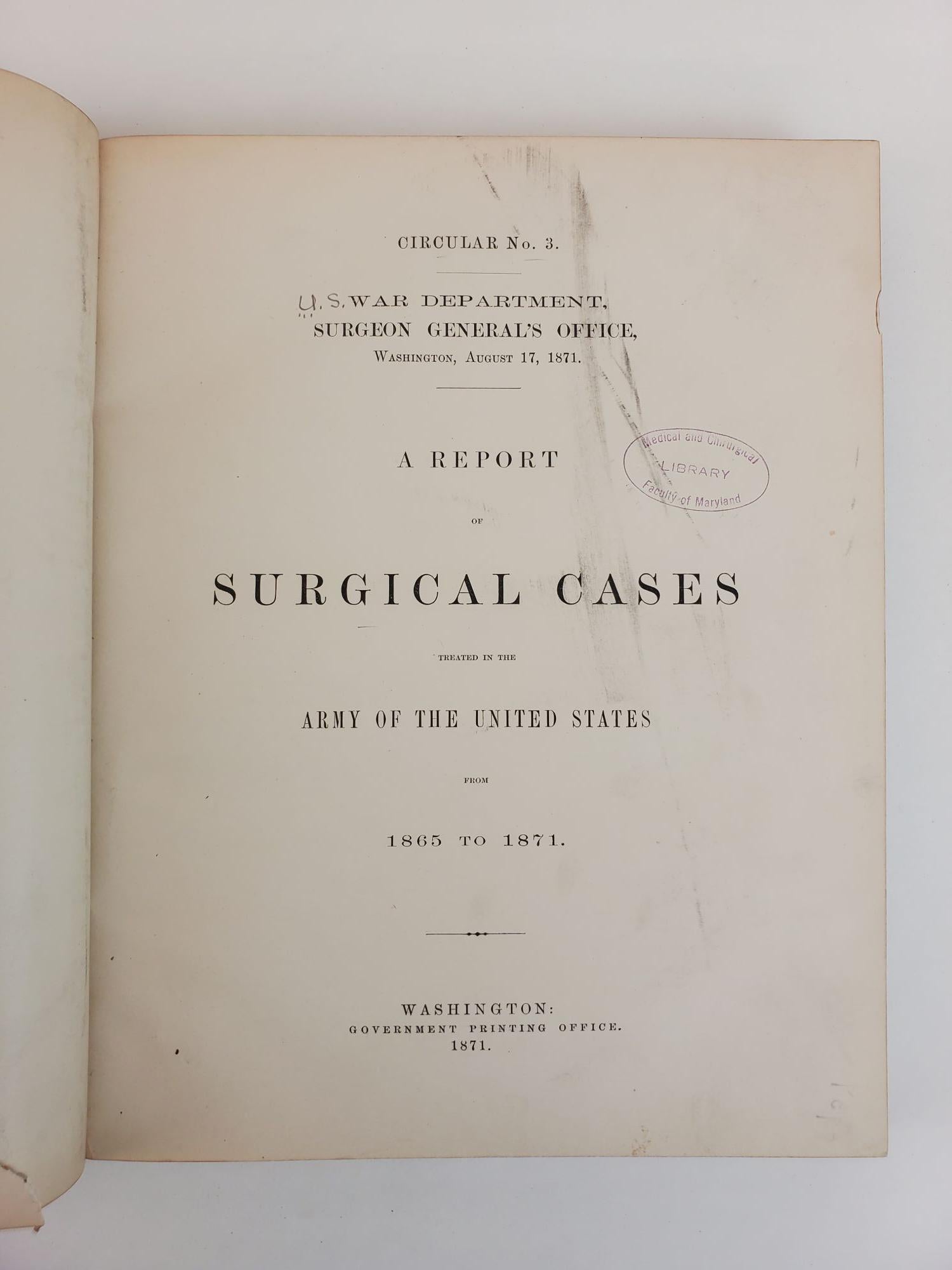 Product Image for A REPORT OF SURGICAL CASES TREATED IN THE ARMY OF THE UNITED STATES FROM 1865 TO 1871: CIRCULAR NO. 3