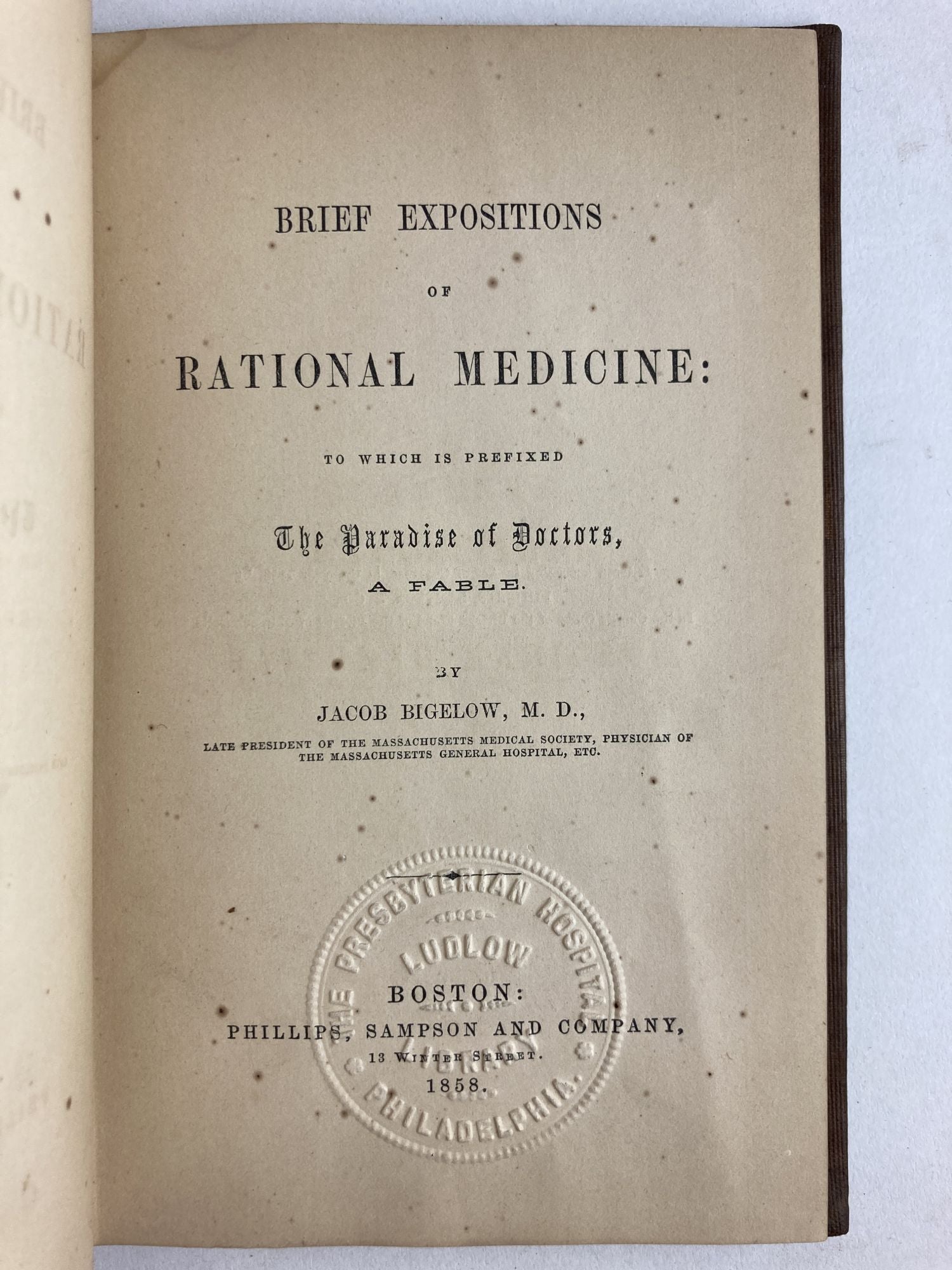 Product Image for BRIEF EXPOSITIONS OF RATIONAL MEDICINE: TO WHICH IS PREFIXED THE PARADISE OF DOCTORS, A FABLE (Inscribed)