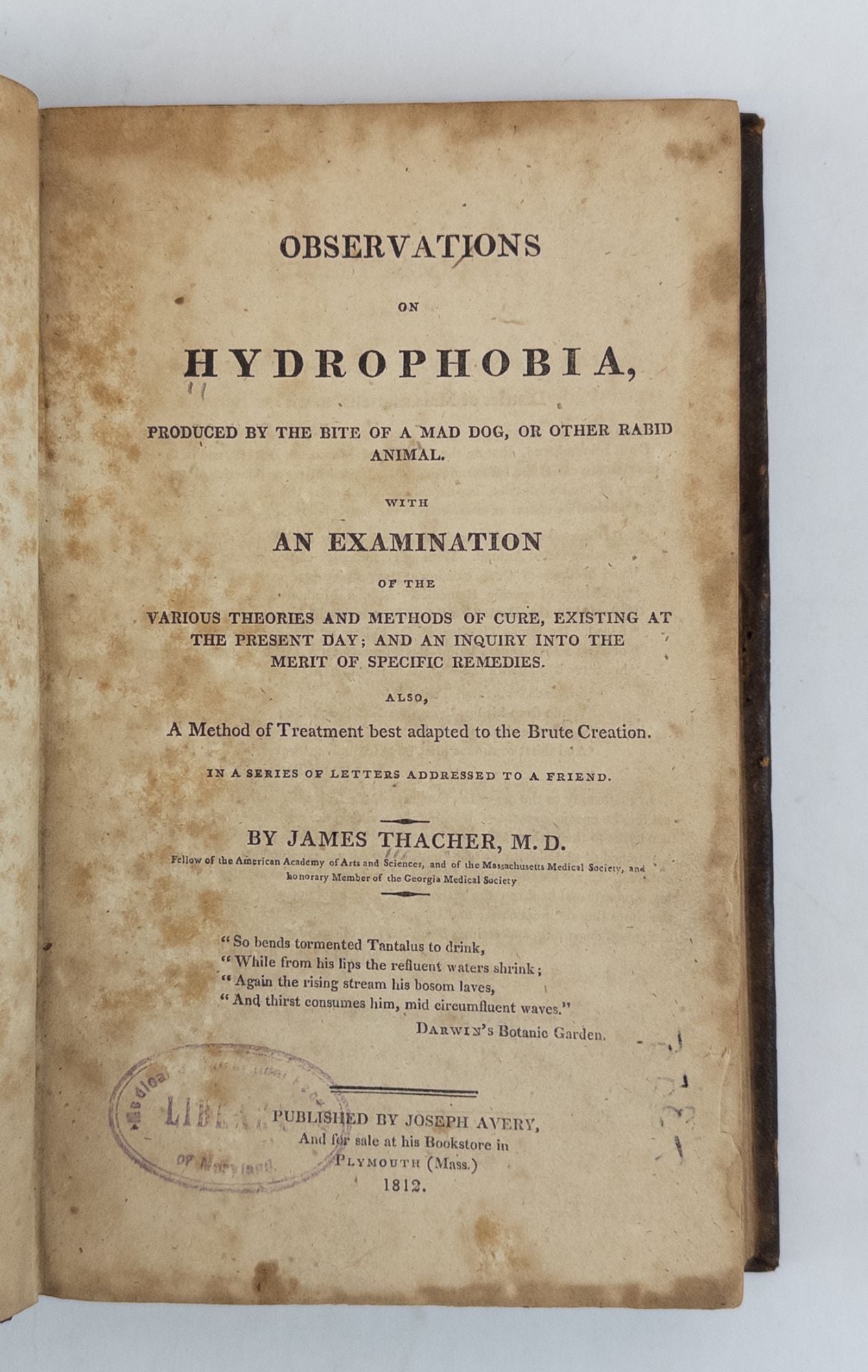 Product Image for OBSERVATIONS ON HYDROPHOBIA, PRODUCED BY THE BITE OF A MAD DOG, OR OTHER RABID ANIMAL
