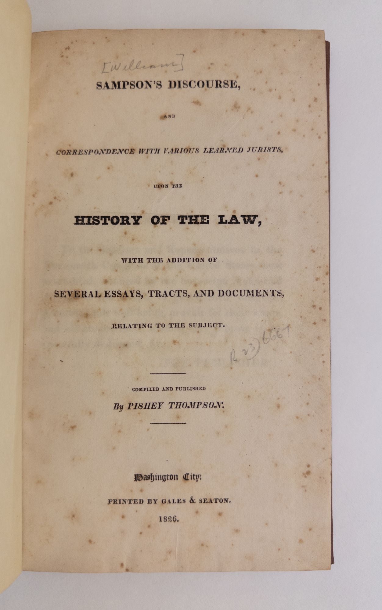 Product Image for SAMPSON'S DISCOURSE, AND CORRESPONDENCE WITH VARIOUS LEARNED JURISTS, UPON THE HISTORY OF THE LAW