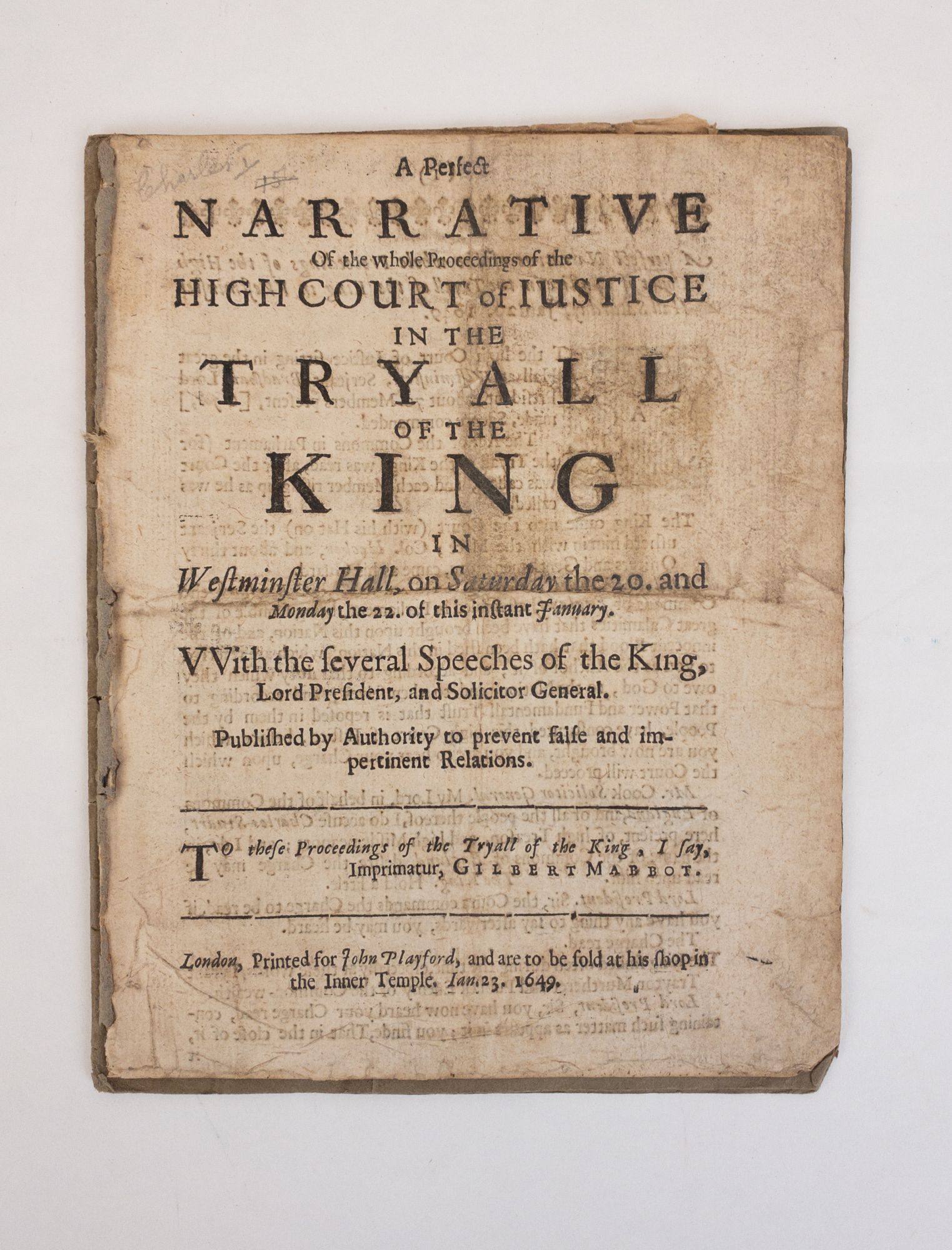 Product Image for A PERFECT NARRATIVE OF THE WHOLE PROCEEDINGS OF THE HIGH COURT OF IUSTICE IN THE TRYALL OF THE KING IN WESTMINSTER HALL; [Bound with] COLLECTIONS OF NOTES TAKEN AT THE KING'S TRYALL, AT WESTMINSTER HALL, ON MUNDAY LAST, JANUA. 22.1648. [Two Works Bound To