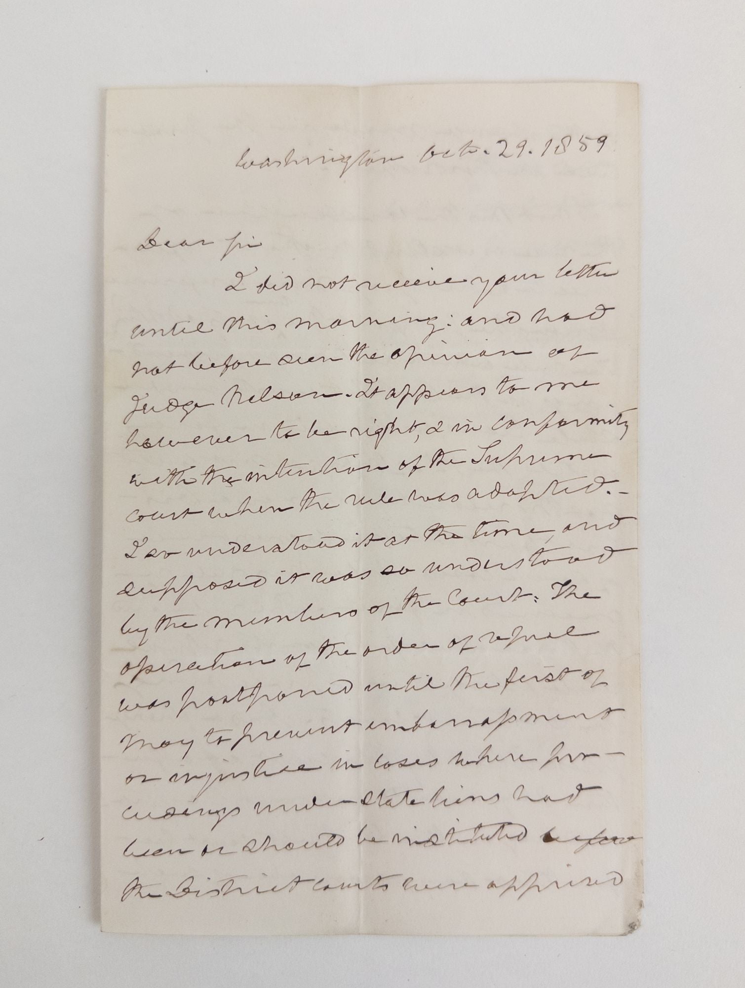 Product Image for ROGER B. TANEY | SIGNED LETTER TO ASSOCIATE JUSTICE MCLEAN (1859)