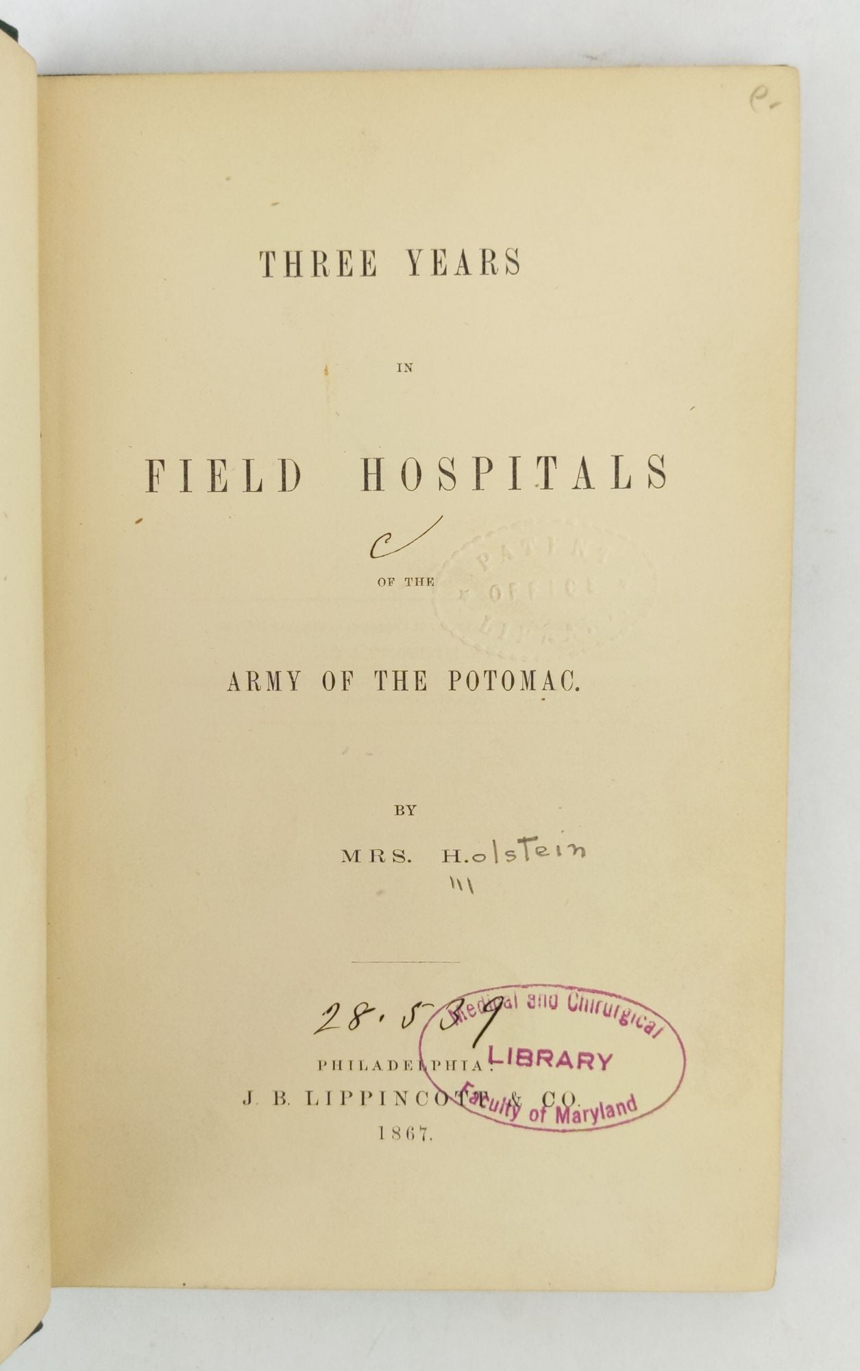 Product Image for THREE YEARS IN FIELD HOSPITALS OF THE ARMY OF THE POTOMAC BY MRS. H.
