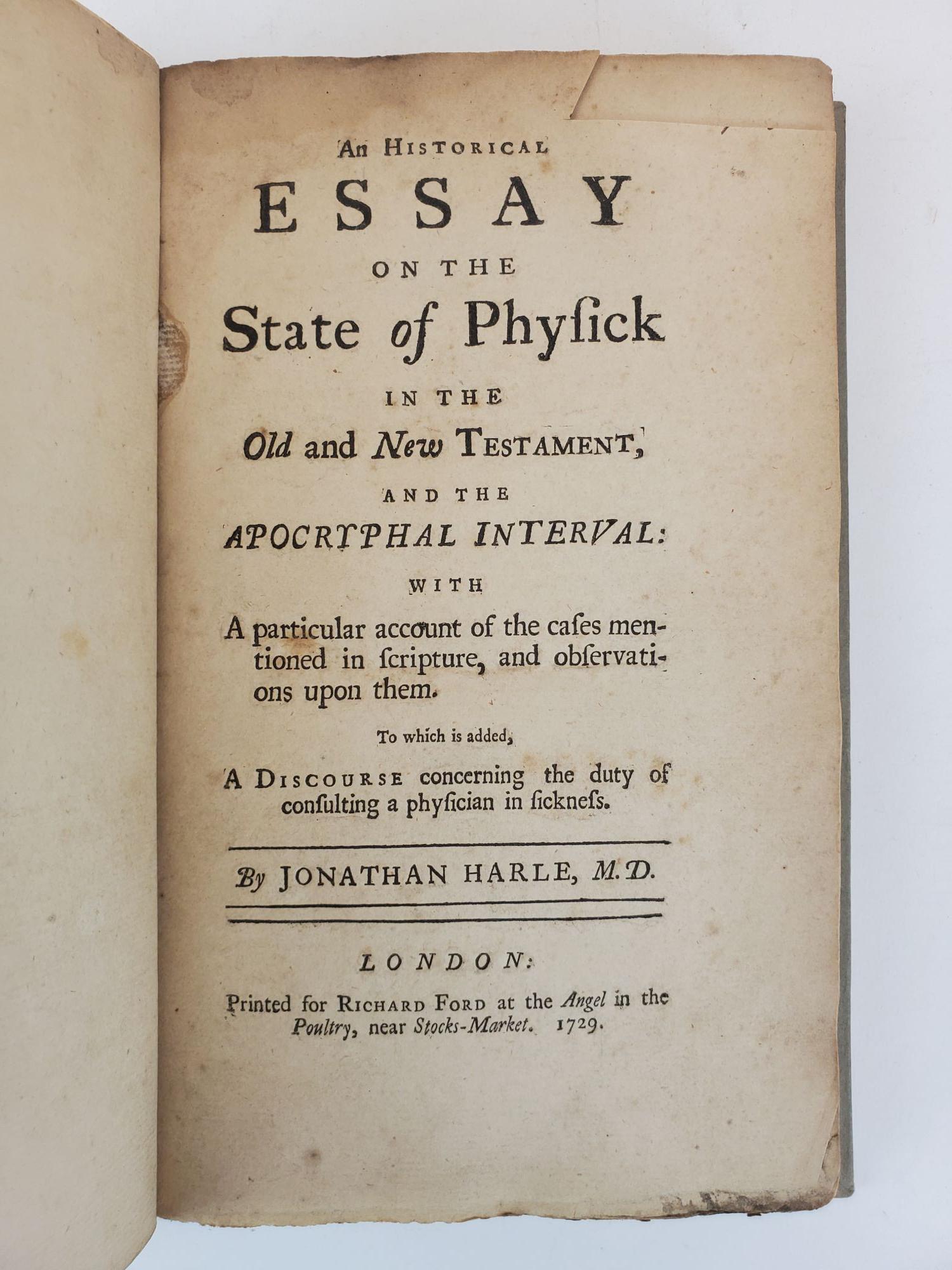 Product Image for AN HISTORICAL ESSAY ON THE STATE OF PHYSICK IN THE OLD AND NEW TESTAMENT, AND THE APOCRYPHAL INTERVAL: WITH A PARTICULAR ACCOUNT OF THE CASES MENTIONED IN SCRIPTURE, AND OBSERVATIONS UPON THEM