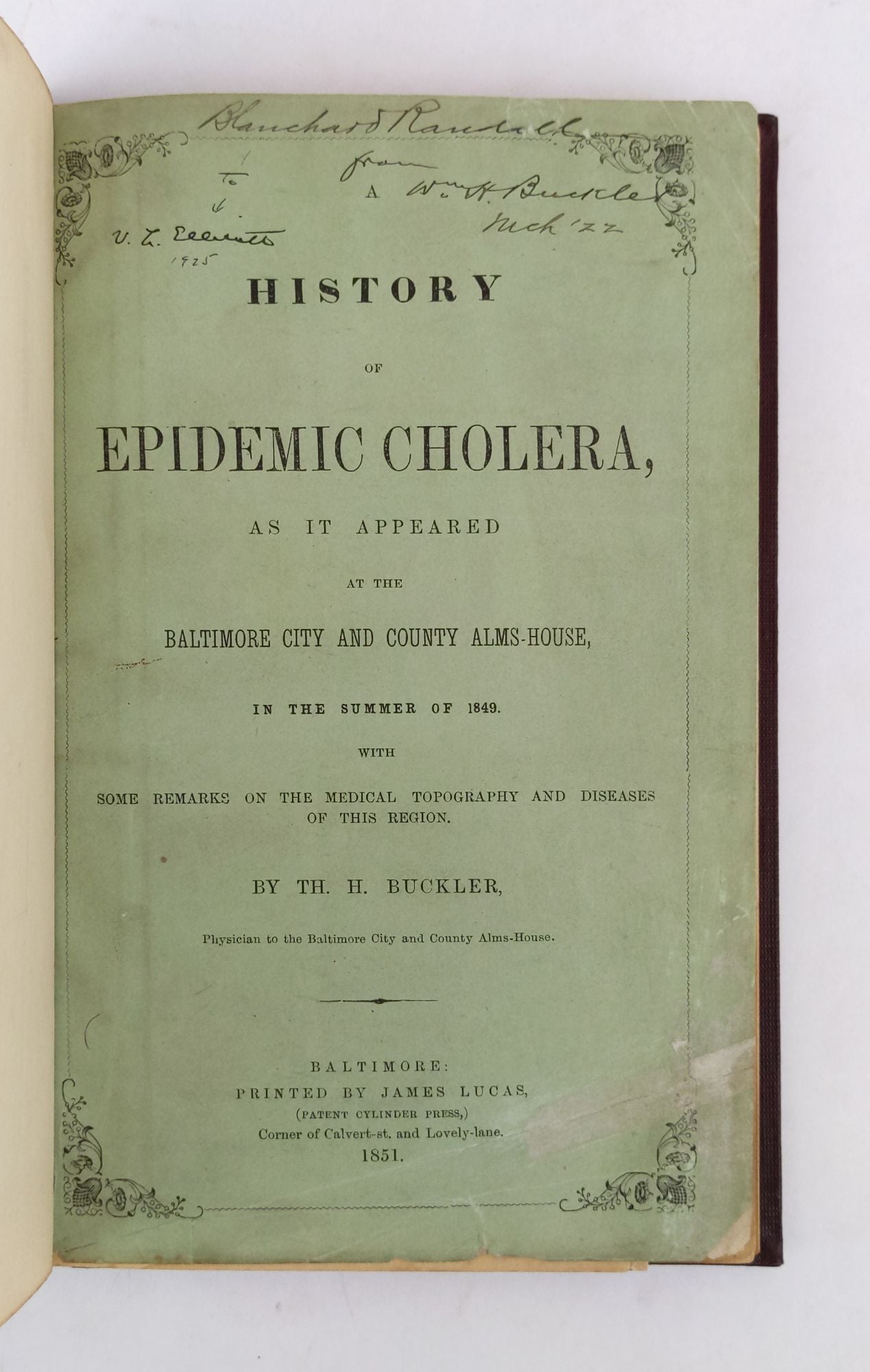 Product Image for A HISTORY OF EPIDEMIC CHOLERA, AS IT APPEARED AT THE BALTIMORE CITY AND COUNTY ALMS-HOUSE, IN THE SUMMER OF 1849. WITH SOME REMARKS ON THE MEDICAL TOPOGRAPHY AND DISEASES OF THIS REGION