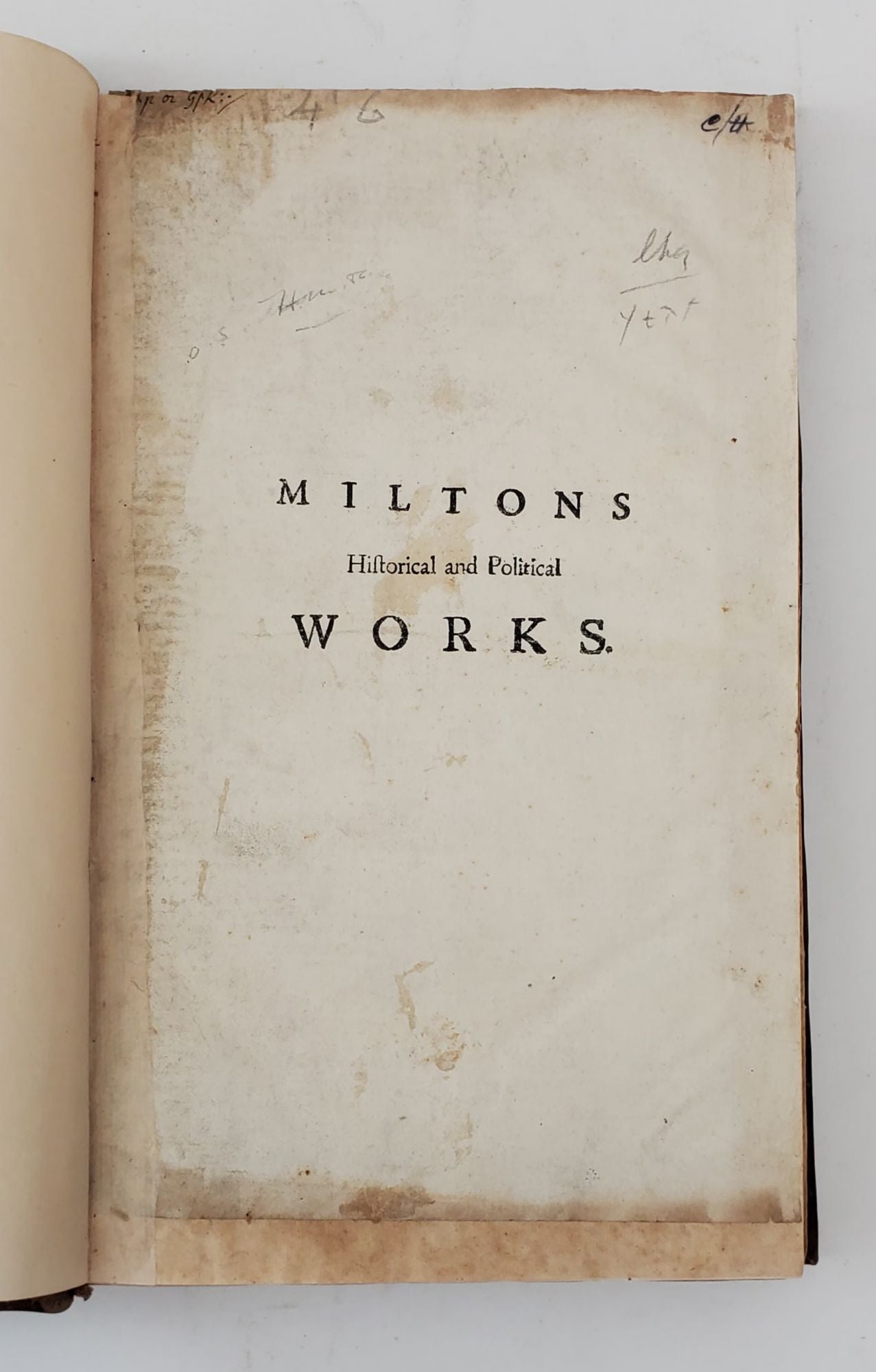 Product Image for A COMPLETE COLLECTION OF THE HISTORICAL, POLITICAL, AND MISCELLANEOUS WORKS OF JOHN MILTON, BOTH ENGLISH AND LATIN [Volume Two Only]