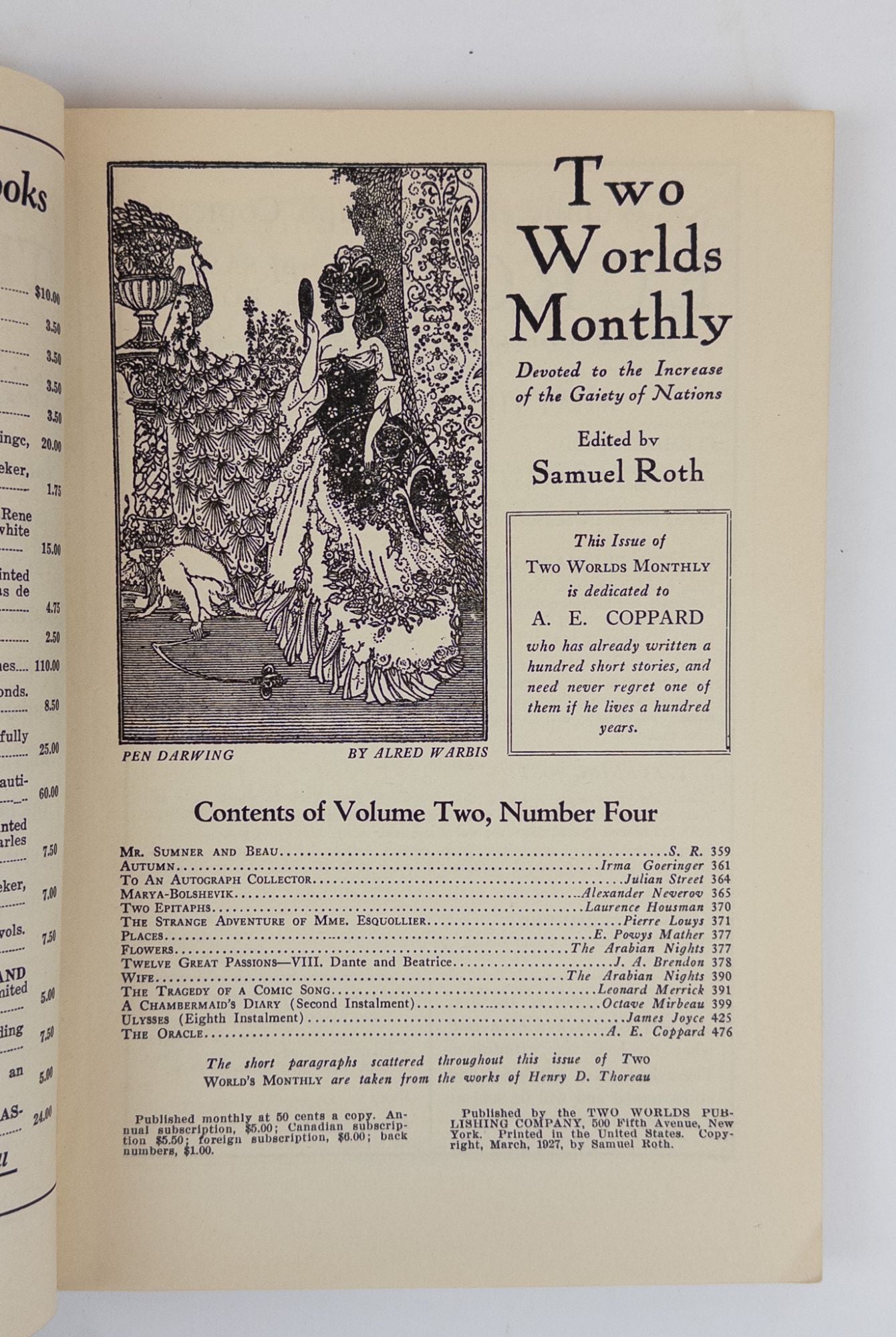 Product Image for TWO WORLDS MONTHLY; DEVOTED TO THE INCREASE OF THE GAIETY OF NATIONS [Eleven parts]