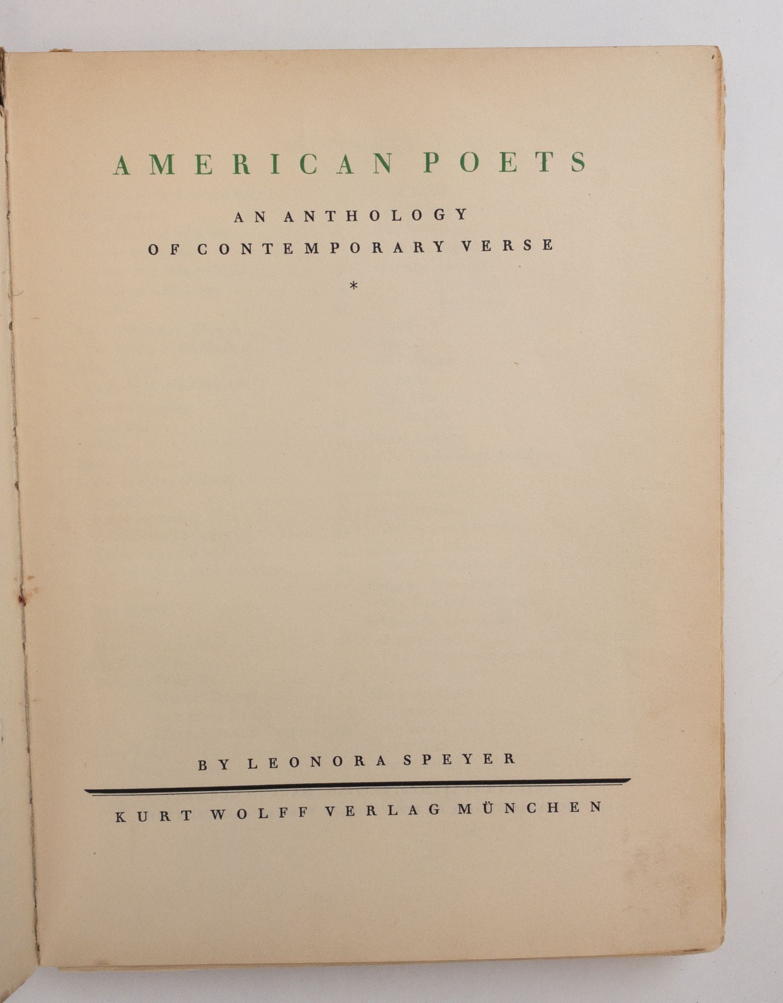 Product Image for AMERICAN POETS - AN ANTHOLOGY OF CONTEMPORARY VERSE [Leonora Speyer's Copy]