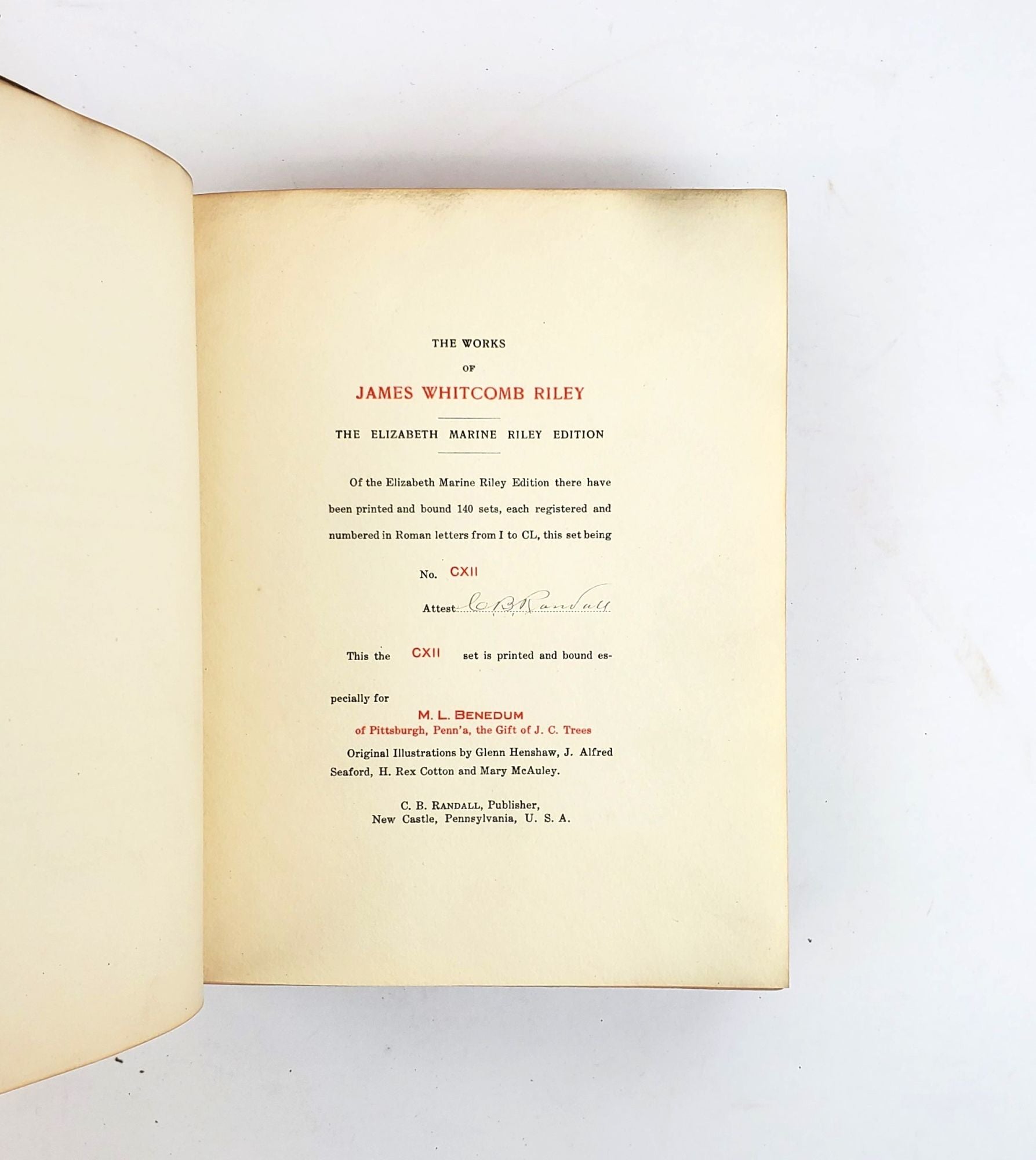 Product Image for THE COMPLETE WORKS OF JAMES WHITCOMB RILEY : IN WHICH THE POEMS, INCLUDING A NUMBER HERETOFORE UNPUBLISHED, ARE ARRANGED IN THE ORDER IN WHICH THEY WERE WRITTEN : TOGETHER WITH PHOTOGRAPHS, BIBLIOGRAPHIC NOTES, AND A LIFE SKETCH OF THE AUTHOR [Six volumes