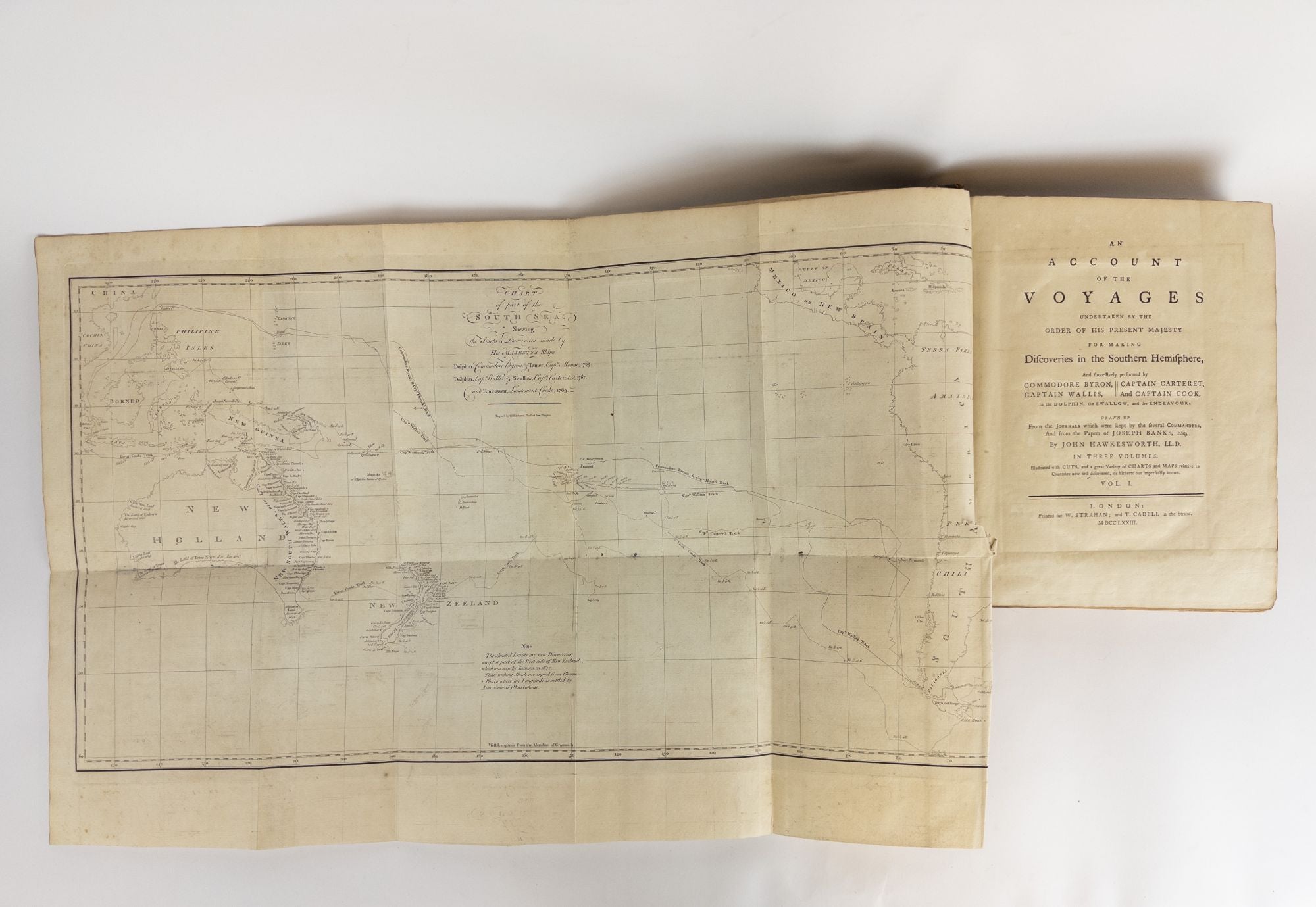 Product Image for AN ACCOUNT OF THE VOYAGES UNDERTAKEN BY THE ORDER OF HIS PRESENT MAJESTY FOR MAKING DISCOVERIES IN THE SOUTHERN HEMISPHERE, AND SUCCESSIVELY PERFORMED BY COMMODORE BYRON, CAPTAIN WALLIS, CAPTAIN CARTERET, AND CAPTAIN COOK [Volumes One and Three only]